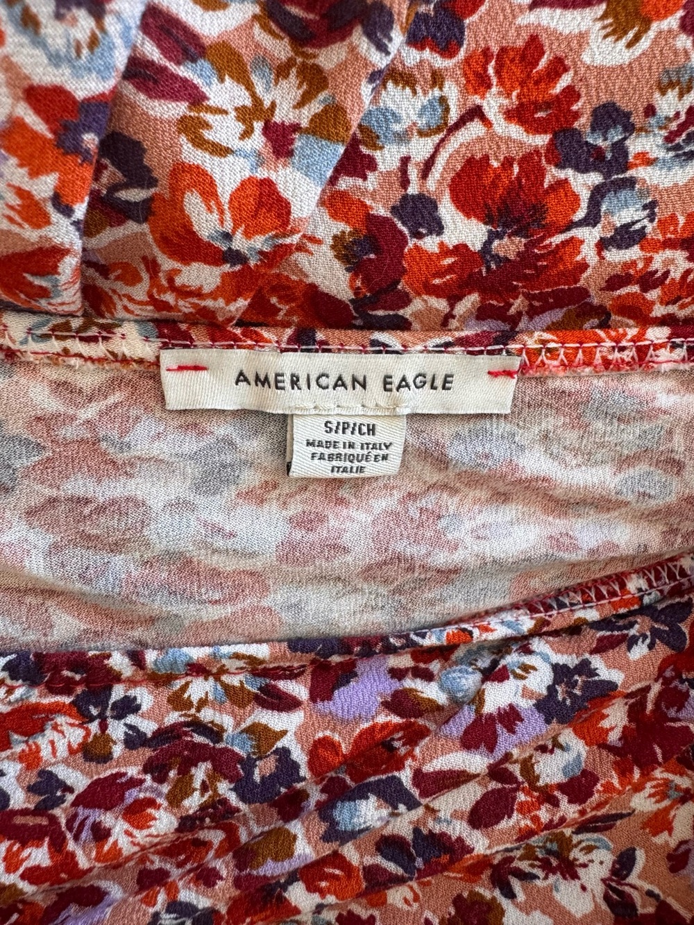American Eagle Floral One Shoulder Midi Dress Tie Waist Boho Size Small - Picture 7 of 7